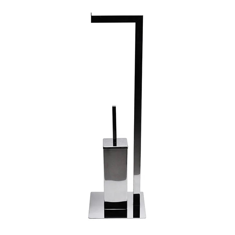 Stainless Steel Free Standing Toilet Brush and Paper Holder