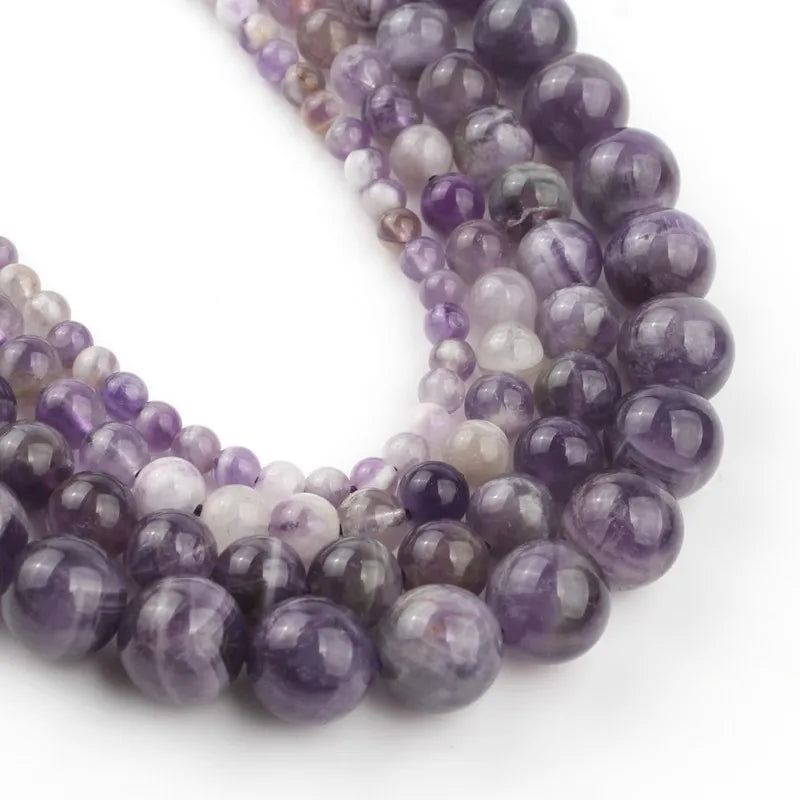 Wholesale 4/6/8/10/12mm Natural Flower Purple Crystal Semi Gemstone Dream Amethysts Beads Kuoyu Brand for Jewelry Making DIY MegaBDM