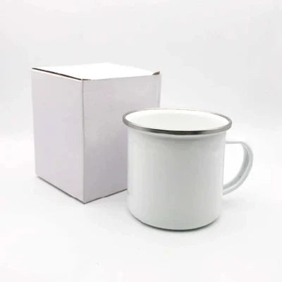 Heat Transfer Printing Sublimation Ceramic Enamel White Mug with Silver Rim
