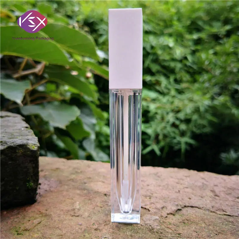 Yueshunxing 7ml White Pink Lip Tint Bottle Black Rose Gold Square Empty Plastic Lip Gloss Tube for Packaging Use