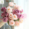 6 Heads Artificial Silk Rose Flower Bouquet for Birthday Wedding Party Decoration