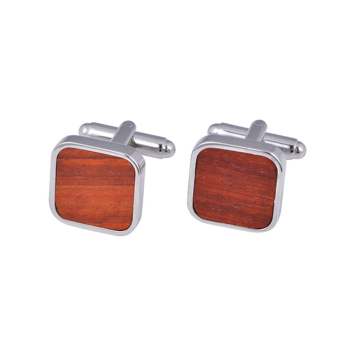 Wholesale Solid Red Wood Premium Cufflinks Custom Mens Suit Shirt Fashion Accessory Wedding Tuxedo Trendy Jewelry Gift Set