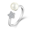 YH JEWELLERY Fine Jewelry Korean Fashion Simple 925 Sterling Silver Jewelry Pearl Opening Ring Girl Diamond Star Gold Rings