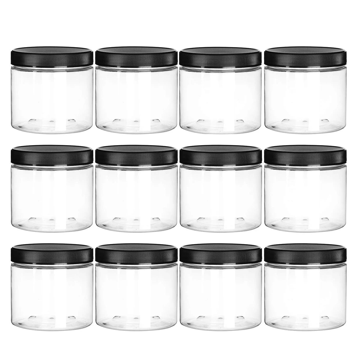 Custom Empty 4oz 8oz 16oz Cosmetics Lotion Cream Bottle Clear PET Plastic Jar With Screw Lids for Kitchen Food