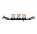 Luxury Metal & Glass 3-Piece Abstract Boat Tea Light Sconces with Matt Black Finish for Valentine's Day Home Decor