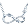 Solid 925 Silver Rose Flower Infinity Symbol Jewelry Set-Zircon Infused Earrings Necklace for Gifts Engagement Anniversary