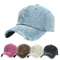 Washed Denim Dad Hats Custom Embroidery logo Denim Baseball Cap With Rips