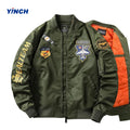 For Embroidered Custom Men's Vintage Animal Print Bomber Puffer Jacket 100% Nylon Canvas Fabric Stand Collar Winter Fashion