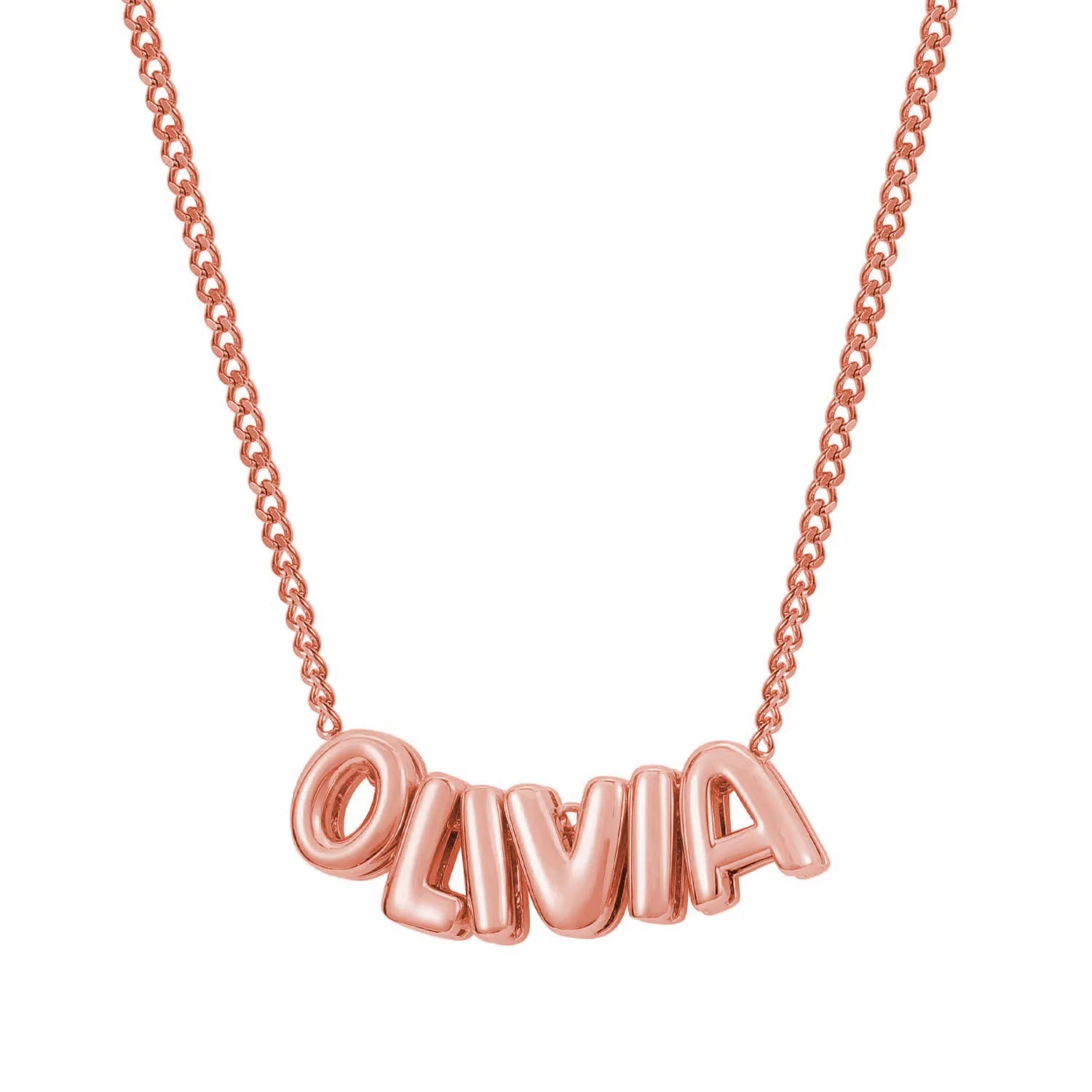 Duoying Hot-sale Gold Silver Rose Gold Customized Copper DIY Name Mini Bubble Letter Necklace