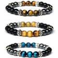 Dainty Tiger Eye Gemstone Bracelet for Men Jewelry Meditation Anxiety Healing Crystal Stretch Stone Beaded Bracelet