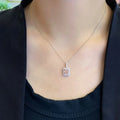 Wholesale 2ct Pink Radiant VS Lab Diamond Necklace 18k White Gold for Women Premium Jewelry at Competitive Price