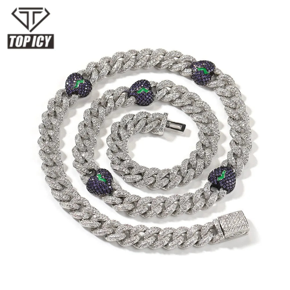 Hip Hop Jewelry Broken Heart Cuban Necklace Iced Out 18k Gold Plated Jewelry 9mm Cuban Link Chain for Men
