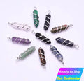 23/24 New Model Custom Natural Healing Hand Carved Stone Gemstone High Quality Necklace Charms Wire Wrapped Crystal Pendant