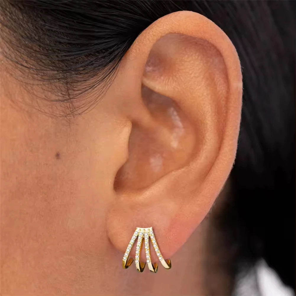 Fashion Jewelry 925 Sterling Silver Gold Plated Hook and Claw Stud Earrings for Women