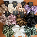 European American Style Oversize 18cm Silk Hair Scrunchie Large Elastic Chiffon with Custom Logo for Girls Fabric Material