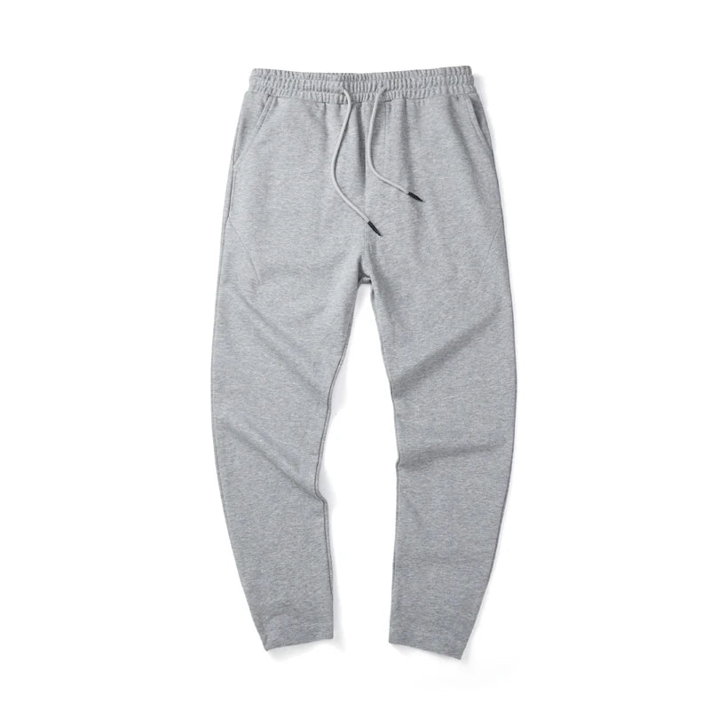 Wholesale Blank Men's Casual Jogger Pants Elastic Waist Mid Cotton Sweatpants Black Worsted Fabric Quick Dry Breathable