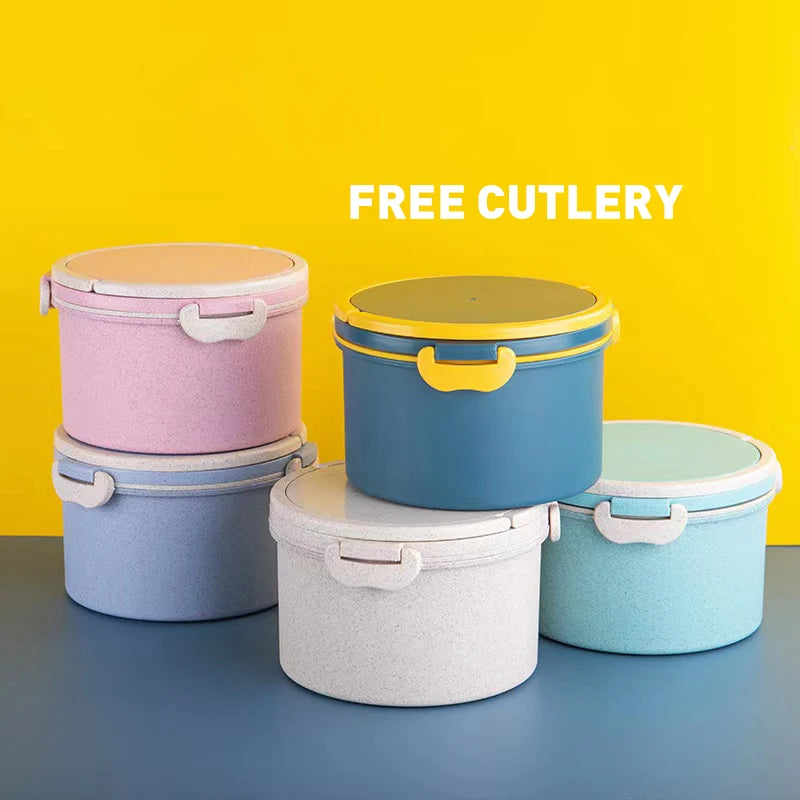 FANGYUAN Leakproof Stackable Microwaveable Round Picnic pp Instant Noodle Bowl Fast Food Container Kid Bento Lunch Box