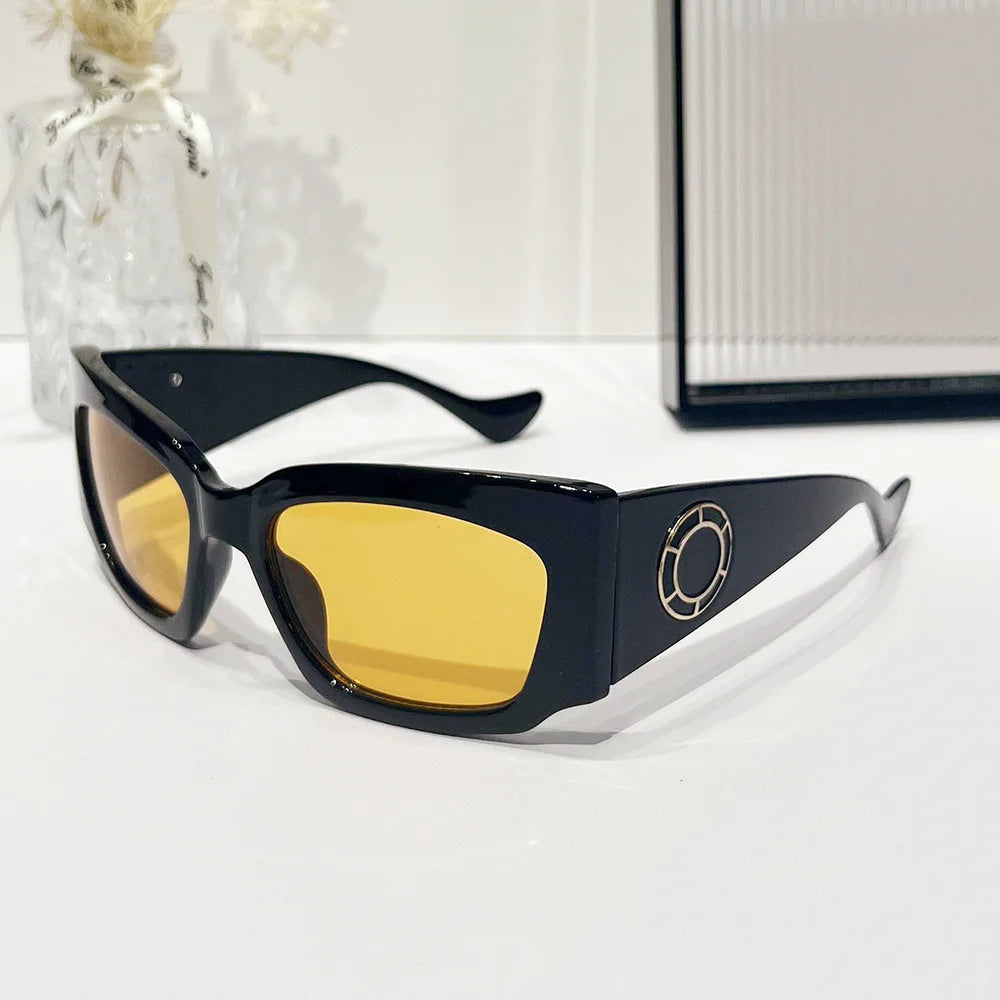 2024 Vintage Women Shades New Big Frame Square Sunglasses Uv400 Protection Y2k Sports Wide Arm Sunglasses