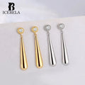 ICEBELA S925 Sterling Silver Fine Jewelry Women's 18K Gold Plated Zircon Drop Earrings Water Drop Stud Earrings for Girls