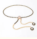 Trendy New Female Metal Belt with Diamonds and Pearls Stylish Wrist Chain Accessory