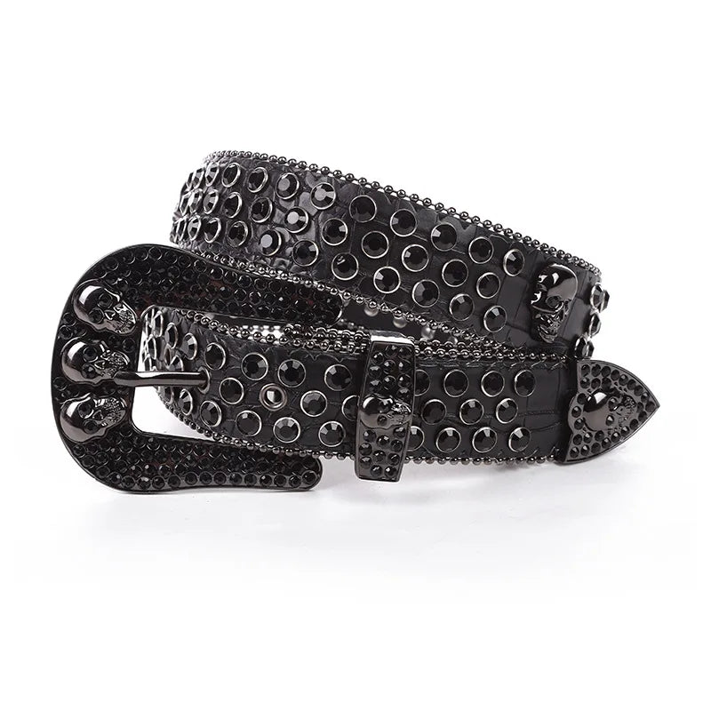 Luxury Shiny Simon Crystal Belt for Women Unique Design Shiny Bb Rhinestone Bling Bling Acrylic Crystal Alloy Cowboy Style