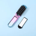 Electroplate Mini Portable Foldable Comb Mirror Folding Comb Extractable Mirror Travel Pocket Mirror Comb