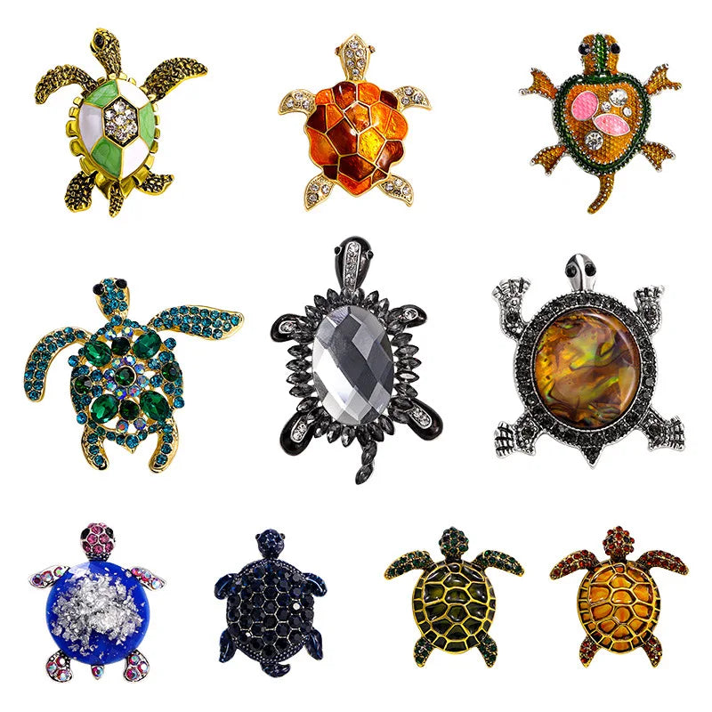 Luxury Ladies Fine Jewelry Brooches With Crystal Metal Alloy Turtle Brooches for Women