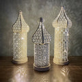 Ramadan Decoration Festival Lantern Light Decor Bedroom Decor Iron Lamp Eid Mubarak Muslim LED Lantern Hanging Ornament for Home