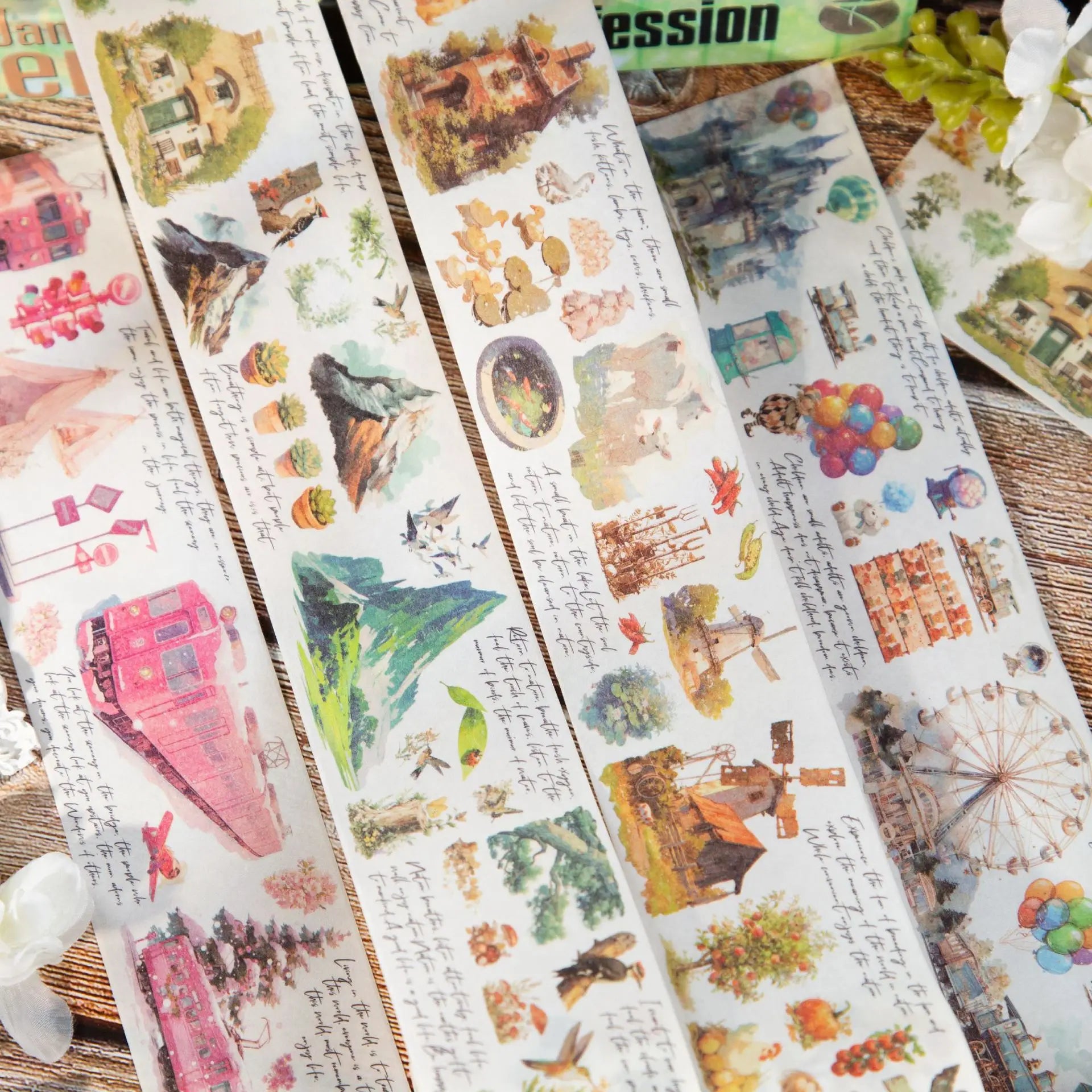 1Roll Washi Tape  Wonderful World Series Landscape Handbook Decorative Material Stickers