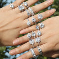 925 Silver Ring Women Jewelry Wedding Set Gold Plated Stacking Rings