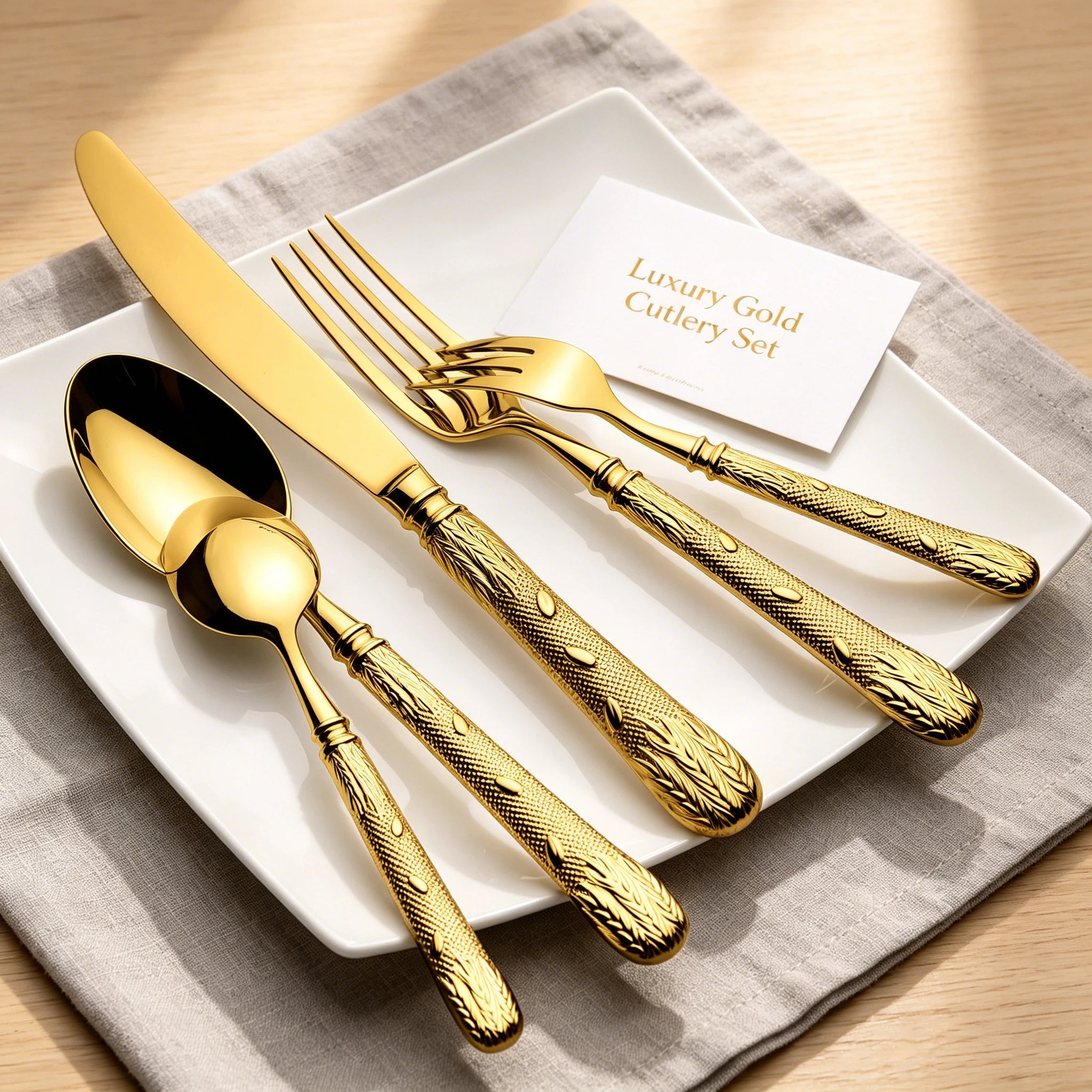 Wholesale Luxury 304 Stainless Steel Flatware Set Premium Gold Dining Utensils Business Gifts Spoon Fork Knife Super Mirror