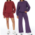 YIYI Long Sleeves Autumn Cotton Tops Hoodies Sets Pants Leisure Sweat Shirt Women Comfortable 280g 4pcs Leisure Jogger Sets