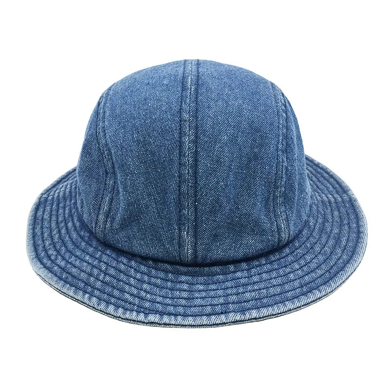 Unisex Cotton Bucket Hat Hot Summer Play Hat Chin Strap for Kids Toddlers Denim Wide Brim Winter Sun Protection for Fishing