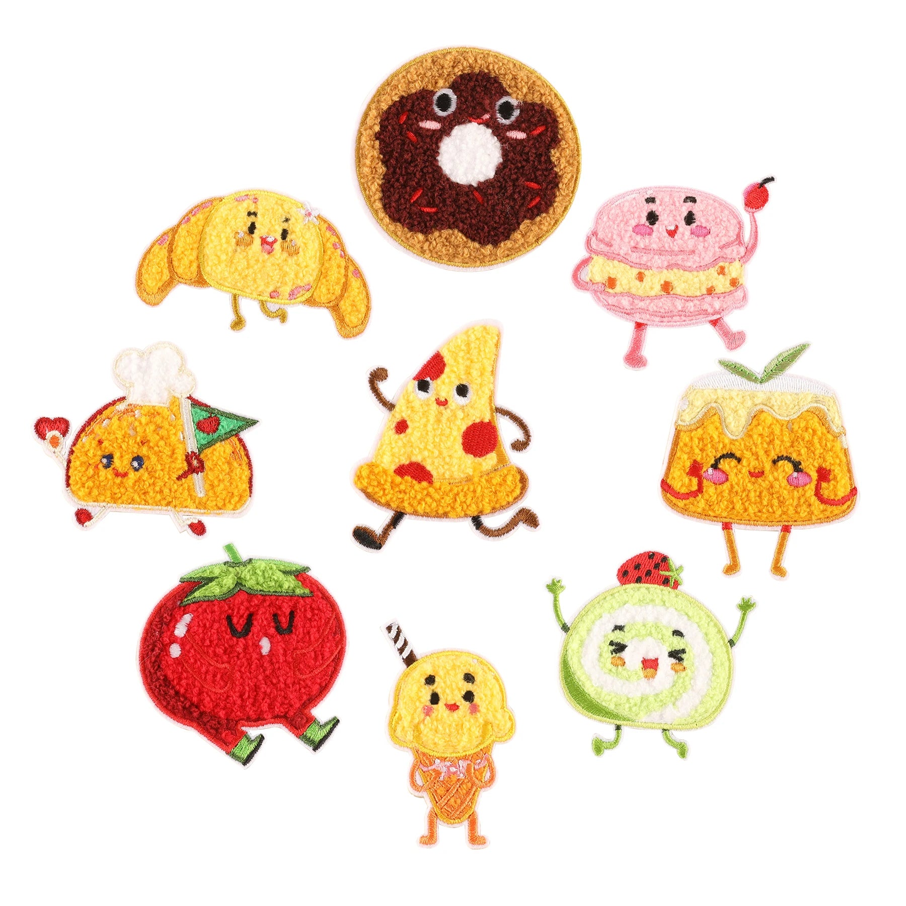 Cute Gourmet Handmade Chenille Embroidery Self-adhesive Patch Gourmet Patch