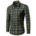 Fashion Print Men Shirts Casual Long Sleeve Plaid Printed Male Shirt Top Hip Hop Slim Turn-down Collar Shirts