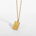 Accessories Women Permanent Jewelry Vintage Concave-convex Textured Square Pendant Necklace for Women
