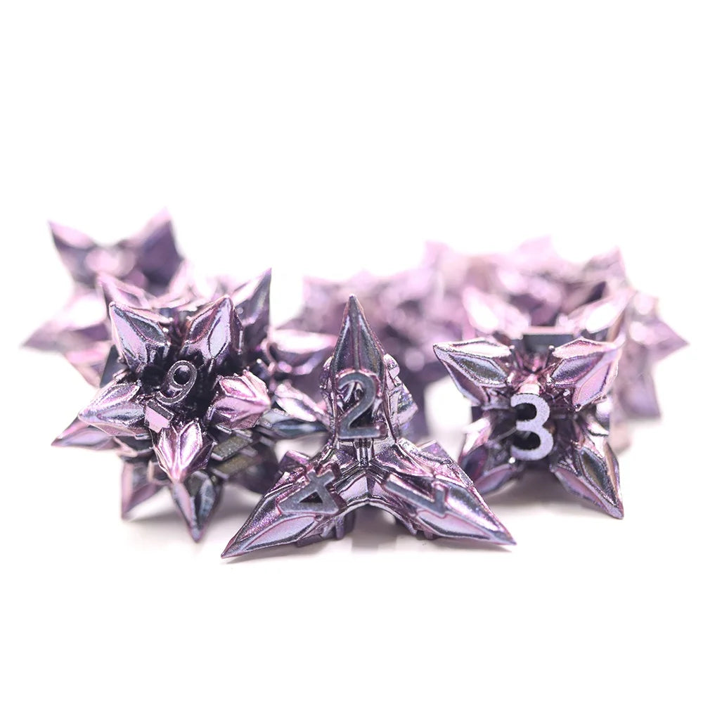 Custom 7-Piece Dungeons & Dragons Set Polyhedral Solid Glitter Metal Dice for DND Games