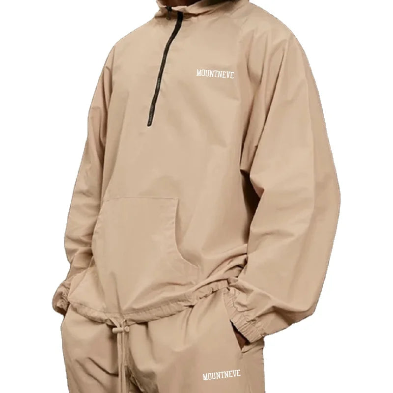 Men's Custom Indoor Tracksuit-Polyester/Cotton Yarn Dyed Knitted Fabric Silk Screen Printed Breathable Casual Spring Wear