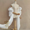 QUEENS GOWN Detachable Lace Sleeves/Top with Soft Tulle Flowing Pieces for Wedding Belts Bridal Accessories