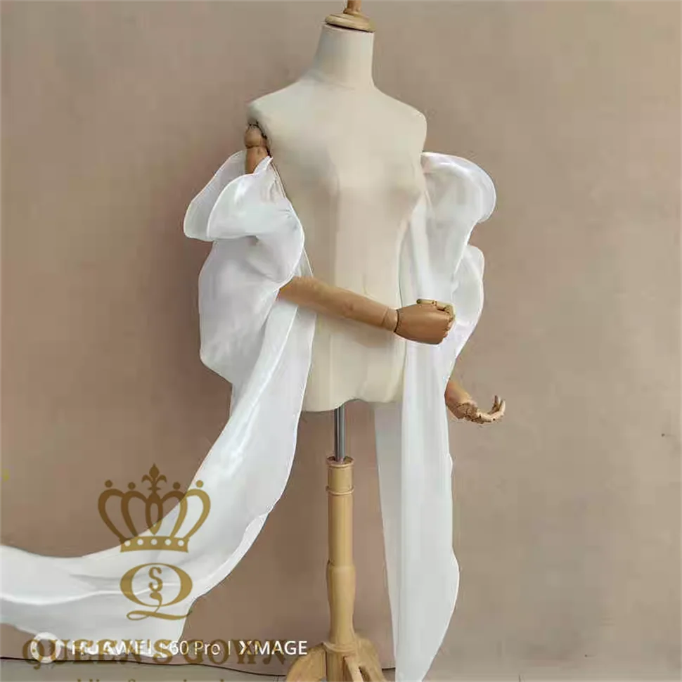 QUEENS GOWN Detachable Lace Sleeves/Top with Soft Tulle Flowing Pieces for Wedding Belts Bridal Accessories