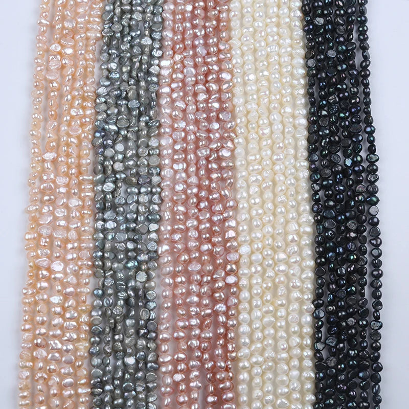 Zhuji Pearls 3-4mm Real Freshwater Natural Baroque Pearl Jewelry Beads Strand AA Grade Third Party Certified As Picture