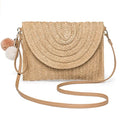 Women's Summer Beach Cosmetic Bag with Straw Clutch Envelope Purse Wallet Rattan Ruffles Cover Closure