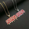 Waterproof Hiphop Jewelry Crystal Rhinestone Stainless Steel Custom Letter Link Chain Anniversary Necklace Pendant