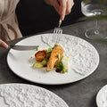 Wholesale 8\" 9\" 10 Inch Round Ceramic Dinner Plates Matte Black & White Color Glaze for Restaurant & Hotel Use