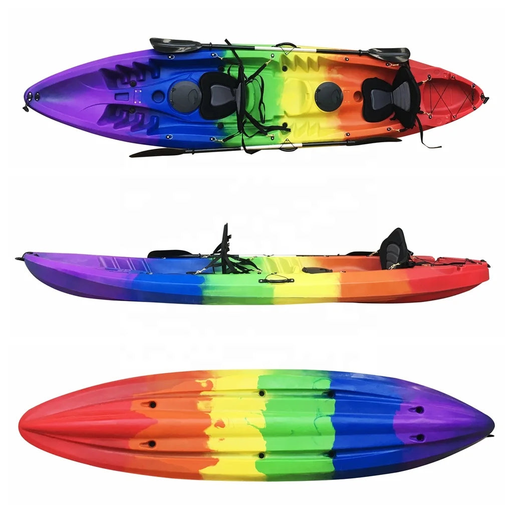 Vicking 12.3ft Tandem Kayak Family Sit-On-Top 2-3 Person Fishing Kayak Rotomolded with LLDPE Hull for HDPE Kayak Use Rivers MegaBDM