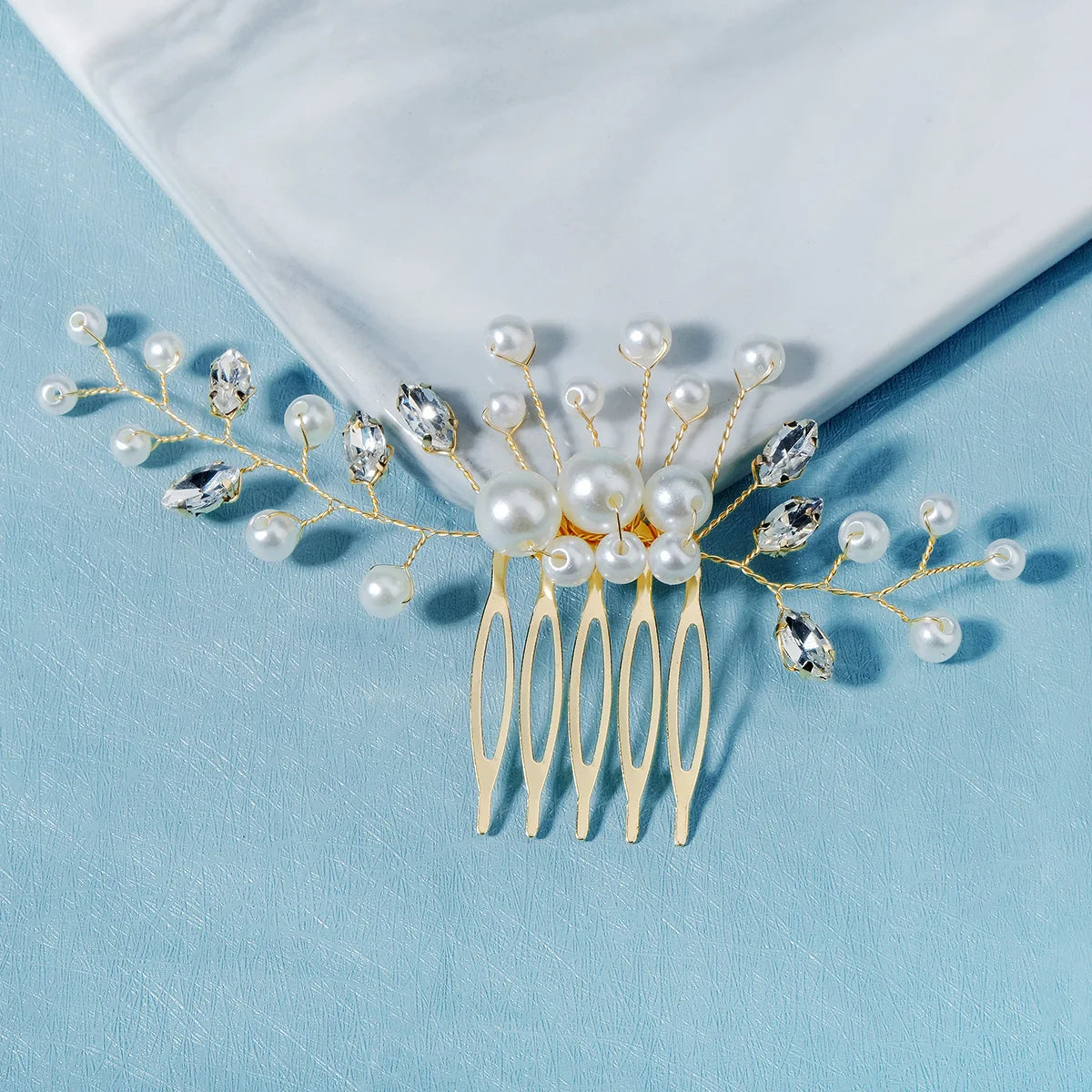 Handmade Crystal Pearl Hair Side Combs for Women Bridal Tiaras Pageant Headpiece Pins Princess Jewelry Hair Accessory