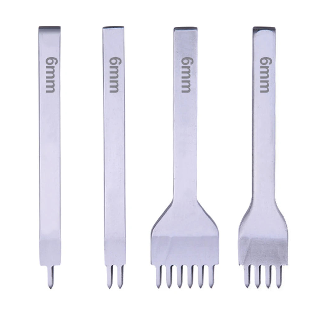 6mmLeather Diamond Chisel Sharp Pricking Iron Polished Prongs Leather Hole Punch Stitching Tools Set Leather Craft Kits