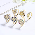 Custom the Cross Religion of the Virgin Mary 18K Gold Plated Fine Ring Sample Engagement Rings for Women