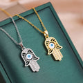 LC20260174 Wholesale Fashion Women Men Stainless Steel Lucky Turkish Devil Evil Eye Pendant Chain Necklace