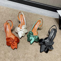 Satin Bow Sandals Half Shoes Women's  High Heel Shoes 158